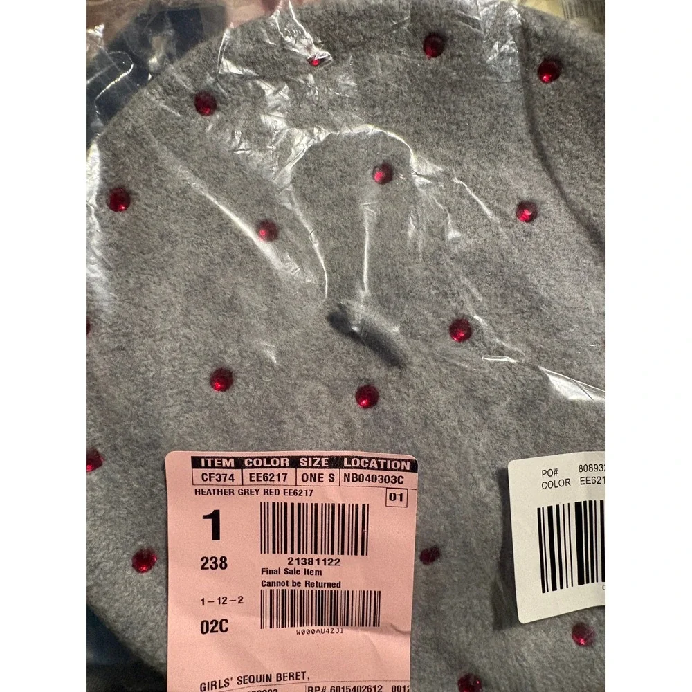 J Crew CrewCuts Girls' Wool Gray Embellished Beret NWT‎ CF374 Parisian Paris NWT